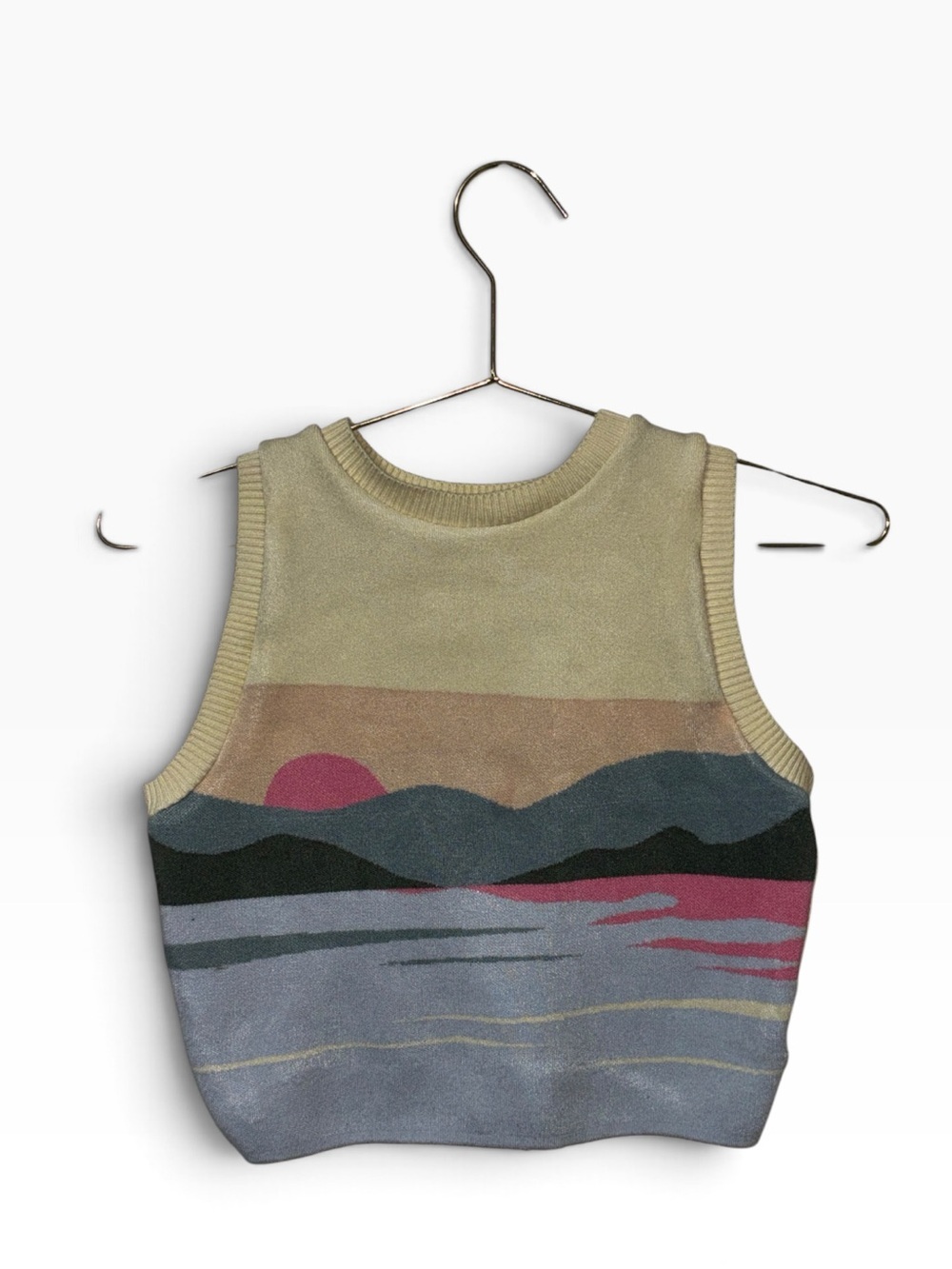 🌅💕 debut Pastel Landscape Knit Tank - Yellow, Pink, Blue 💕🌅